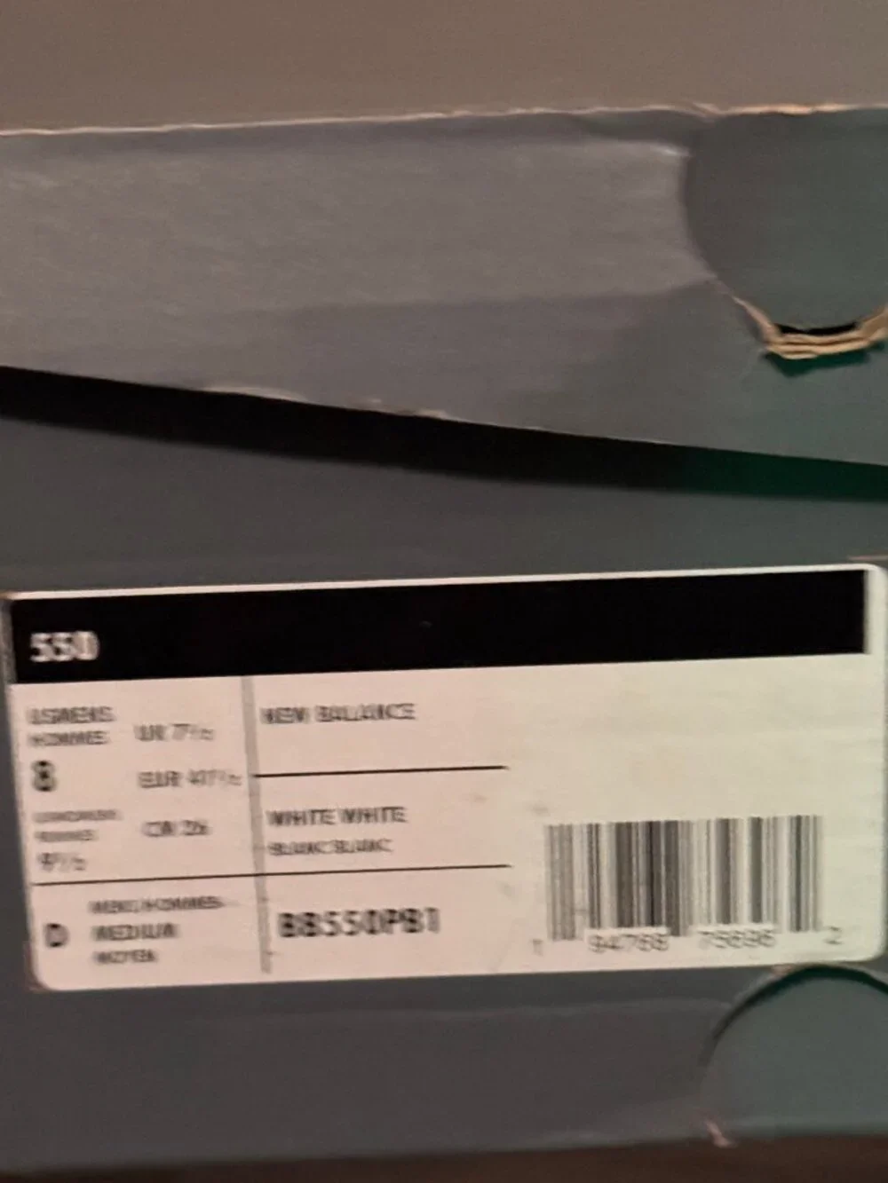 New Balance 550 Mens 8 NWT in box